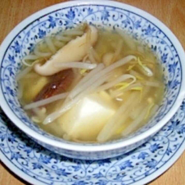椎茸ともやしの中華風スープ
